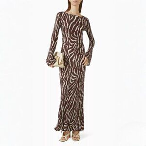 Réalization Par Gia Red zebra striped flared sleeve dress